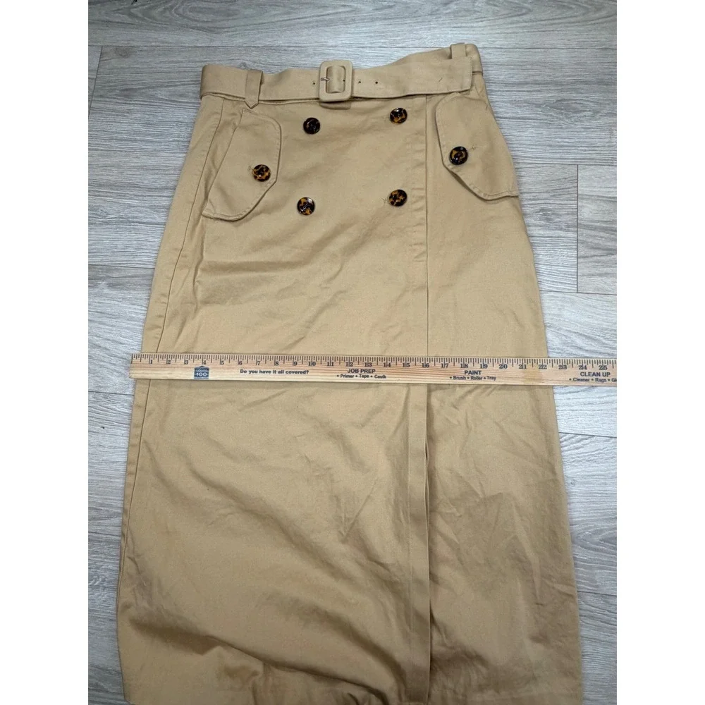 Spartina 449 Tan Trench Midi Skirt Belted‎ Double Breasted Khaki Size 8